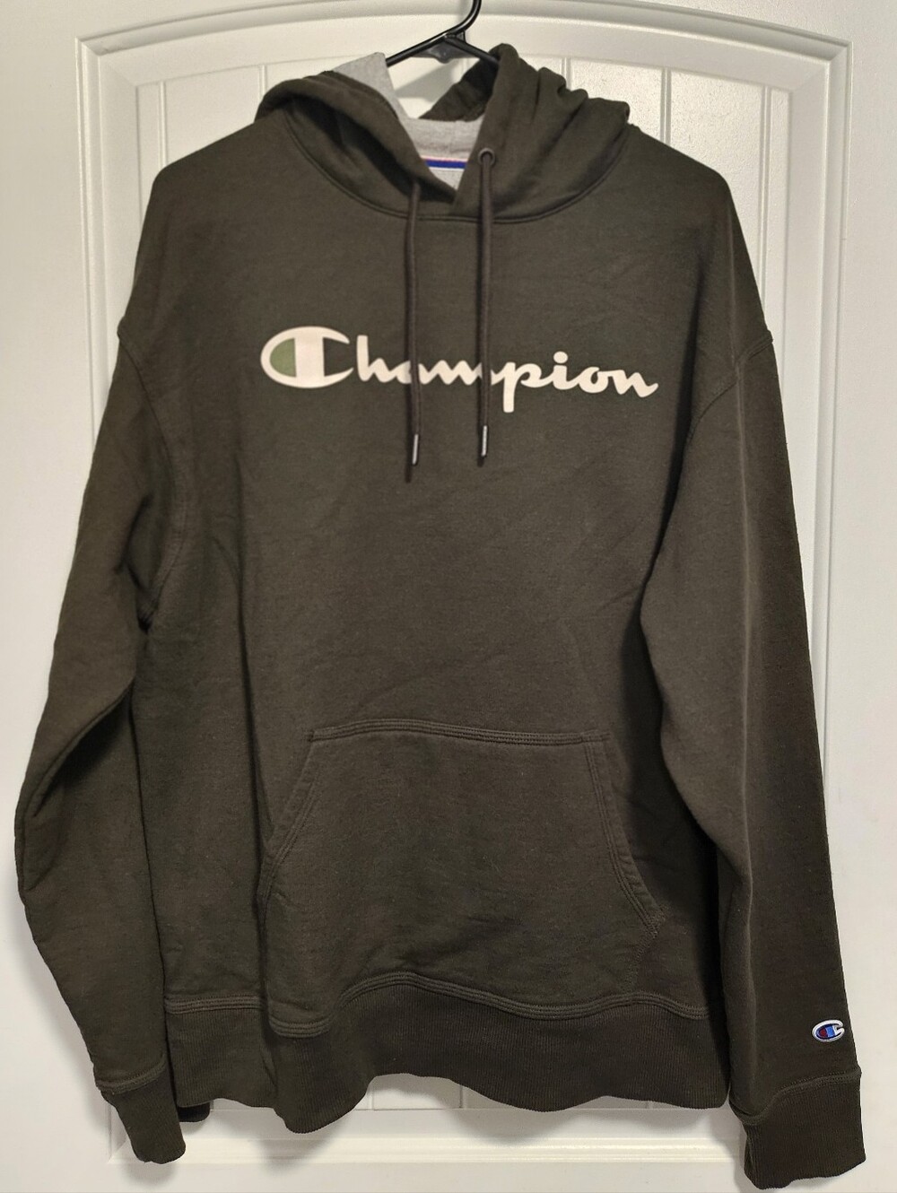 Champion Men’s Zip-Up Hoodie - Olive Green with White Logo